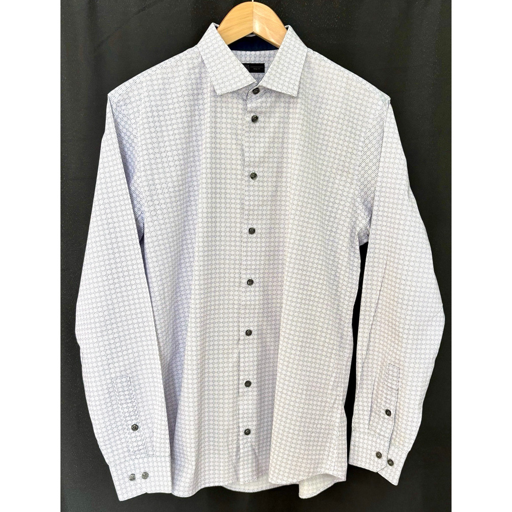 14th & Union Shirt Men's Large Patterened Long Sleeve Button Top White Lavender